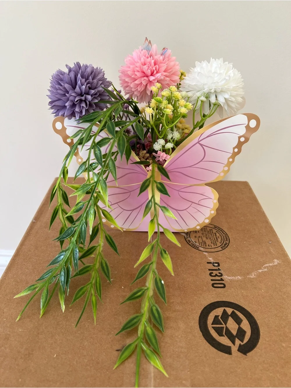 Pink Butterfly Floral Arrangement - Home Accents